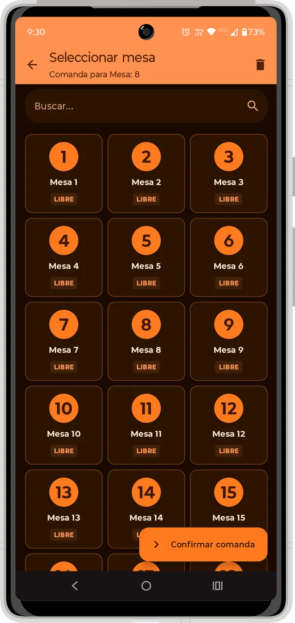 Selección de mesa